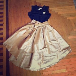 High low beige taffeta skirt